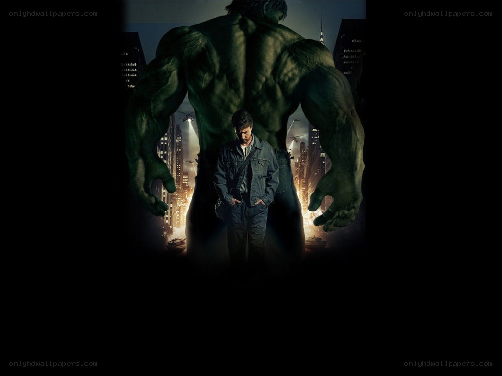 Hulk stands over man in city