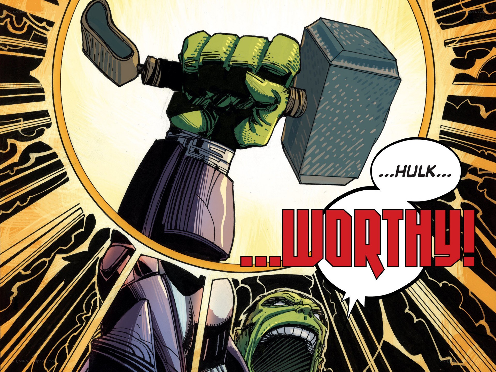 Hulk wields Mjolnir