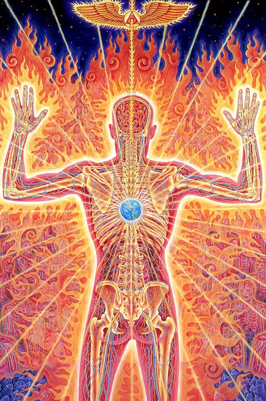 Human anatomy with spiritual energy