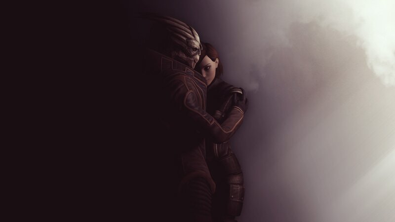 human and alien embracing