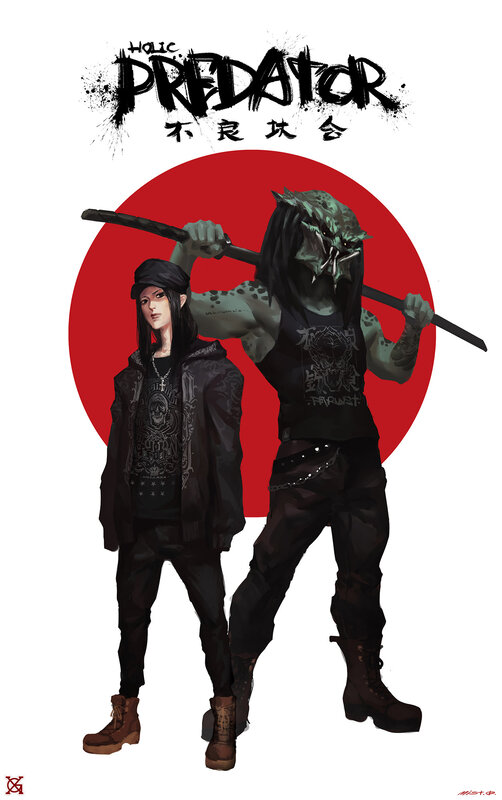 Human and Alien Warrior