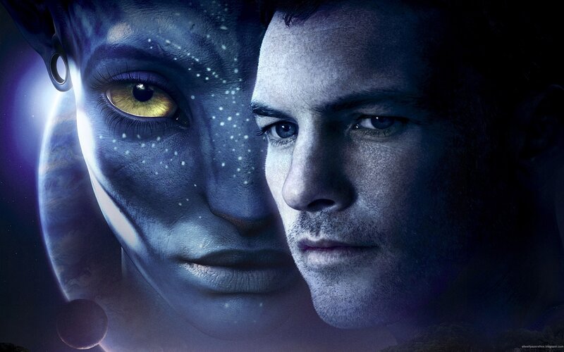Human and Avatar Faces — Blue, Dramatic