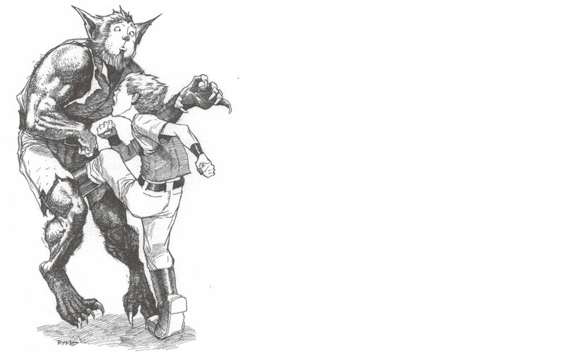 Human and werewolf in combat