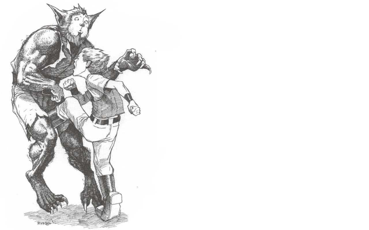 Human and werewolf in combat