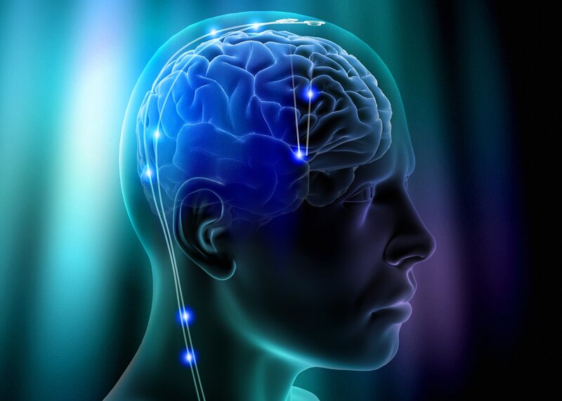 Human Brain with Neural Implants