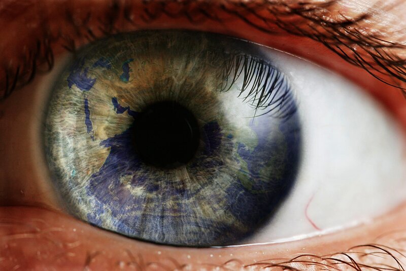 Human Eye with Earth Pattern