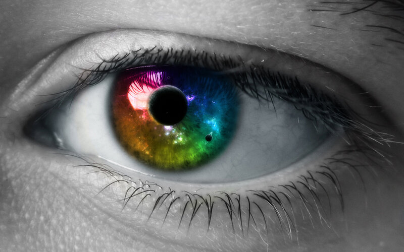 Human Eye with Galaxy — Black, Dramatic