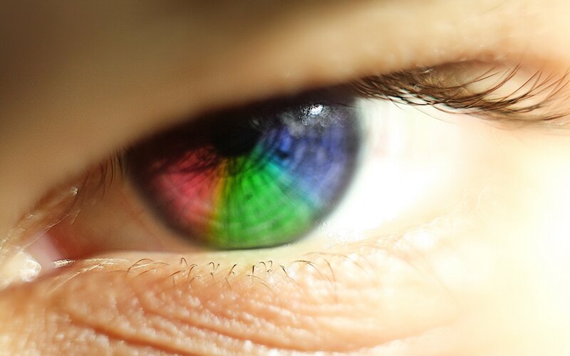 Human Eye with Rainbow Iris — Green, Dramatic