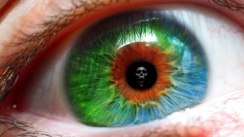 Human Eye with Skull — Green