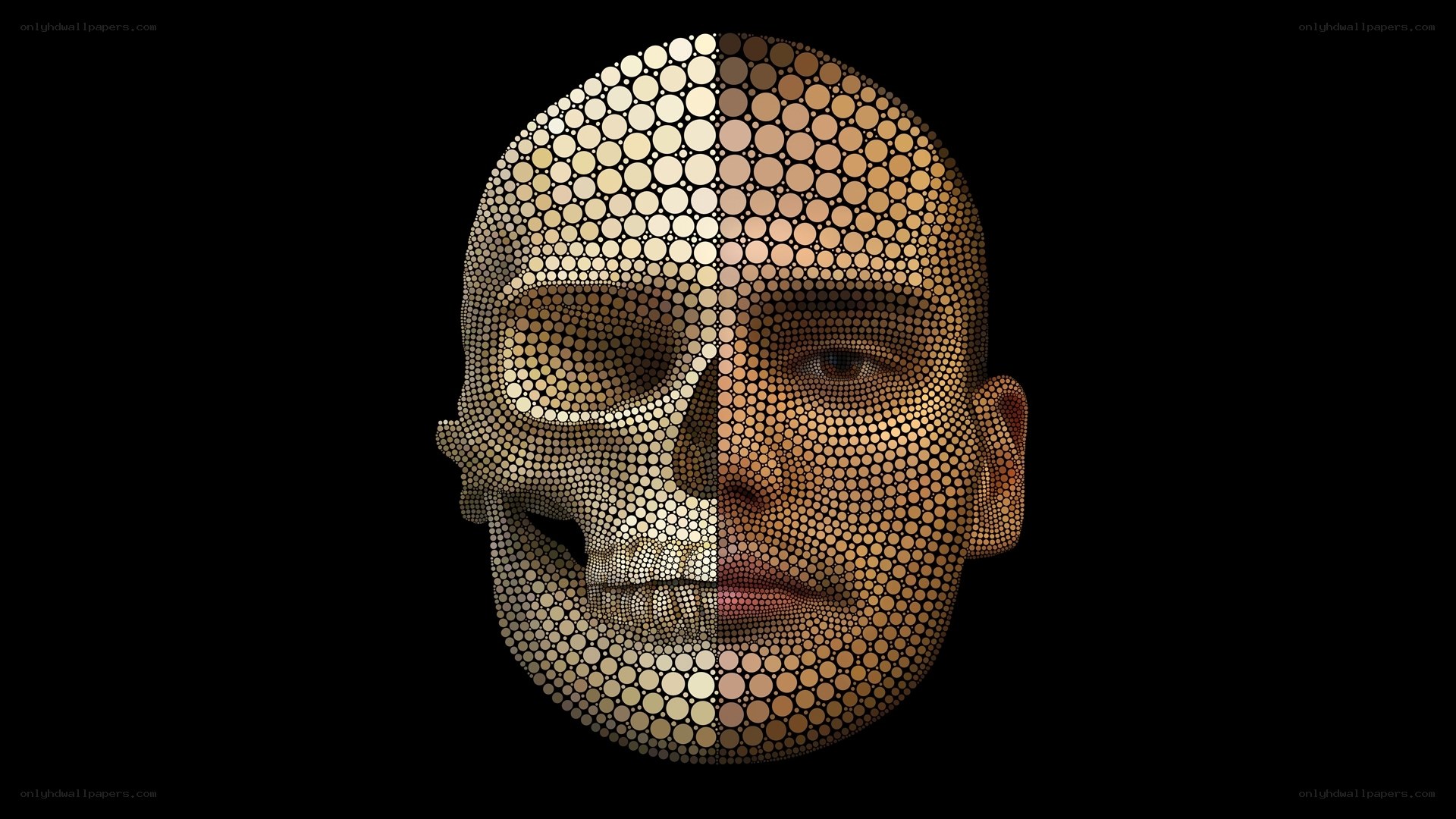 Human face and skull mosaic