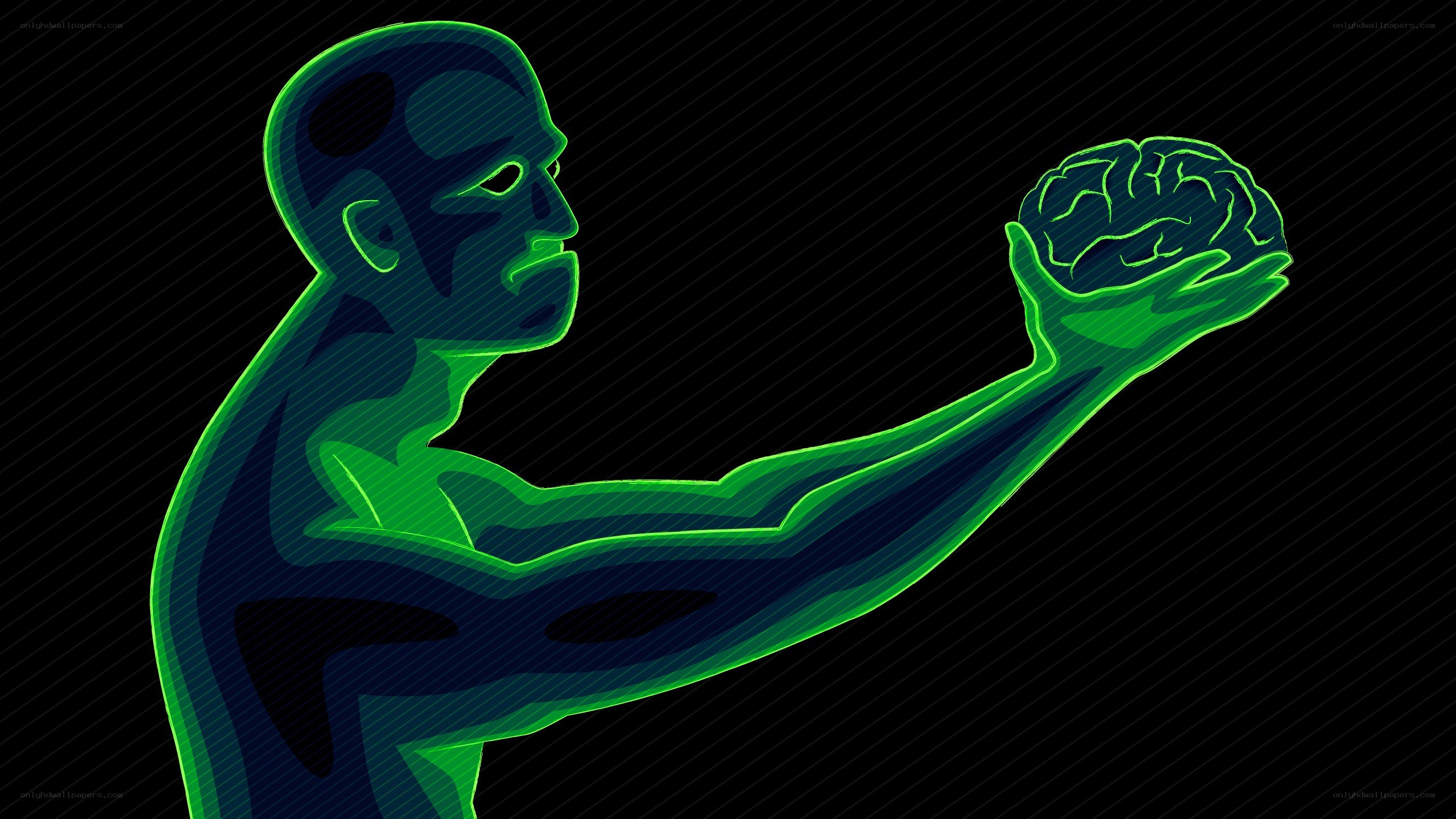 human figure holding brain