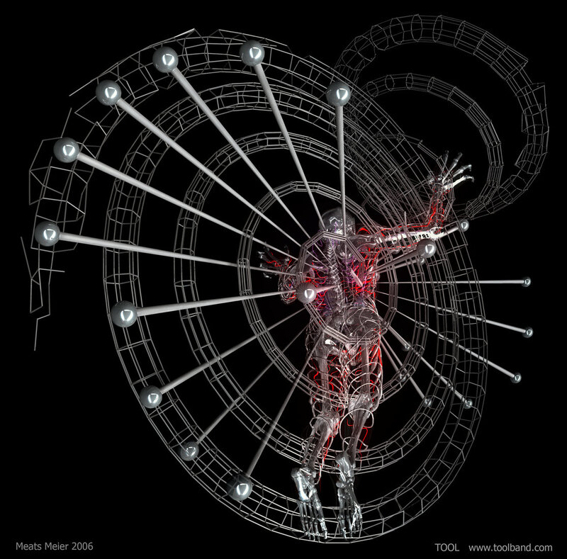 Human figure in wireframe structure