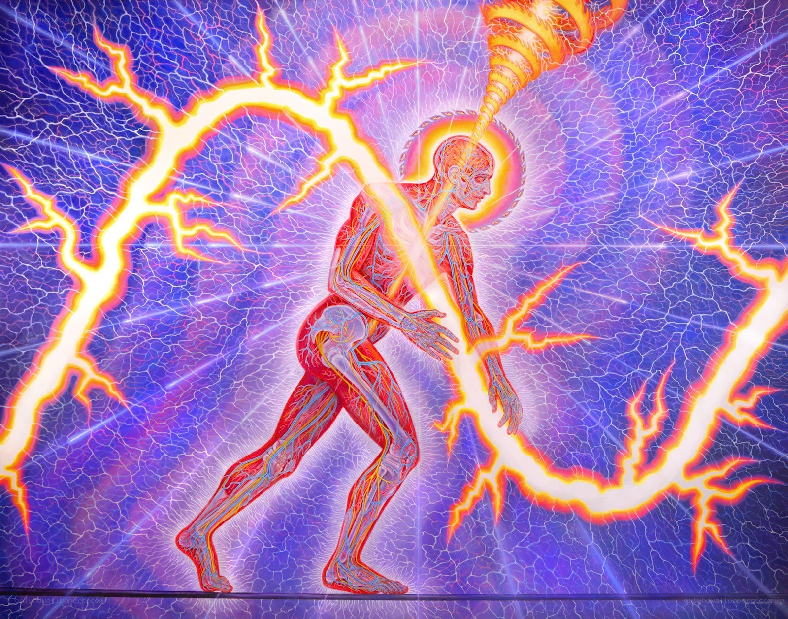 Human figure with lightning energy