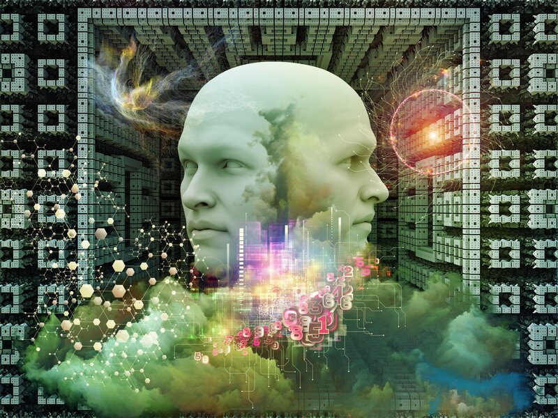 Human Head in Digital Space