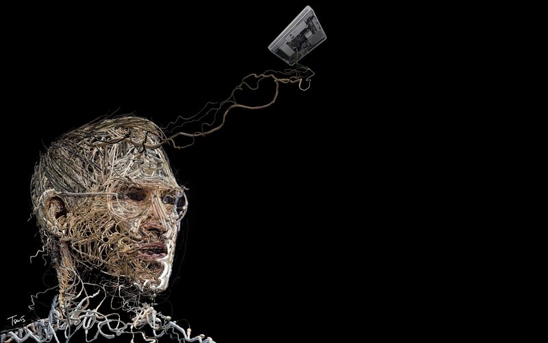 Human head made of wires