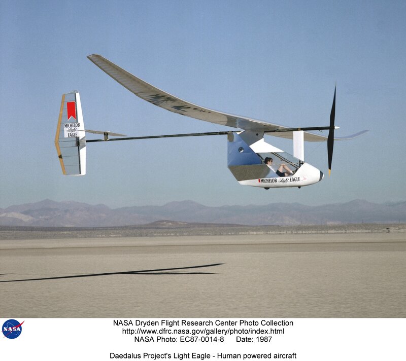 Human-powered aircraft in flight