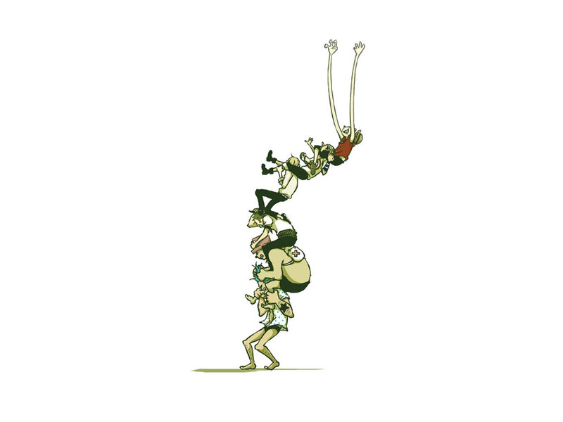 Human pyramid illustration