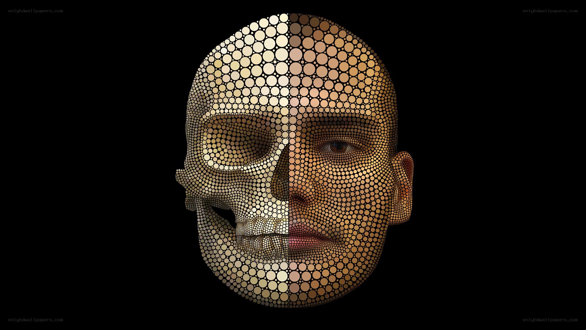 Human skull and face mosaic