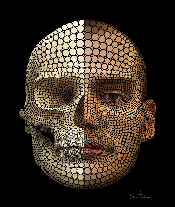 Human skull and face mosaic