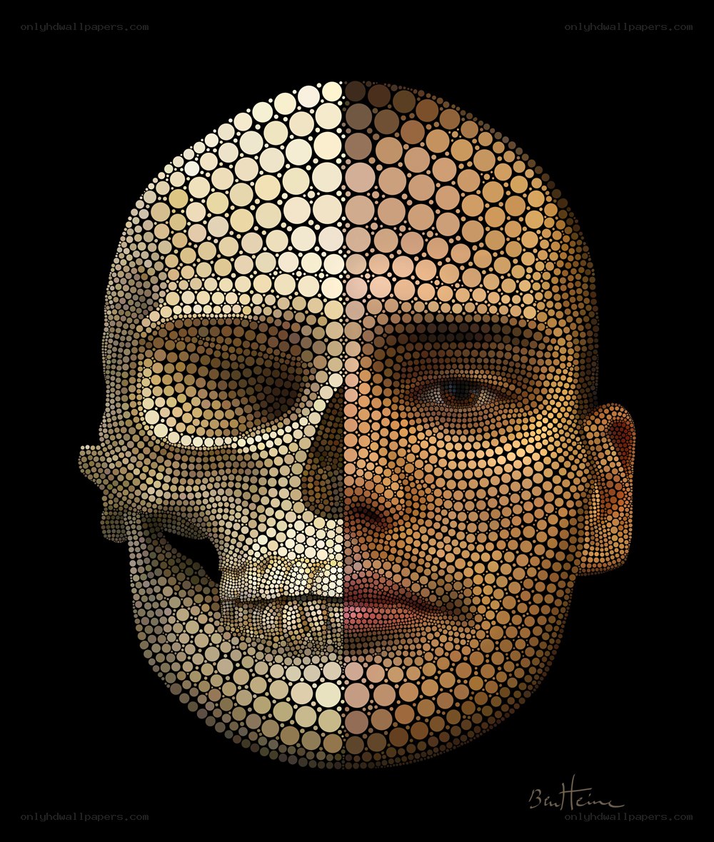 Human skull and face mosaic