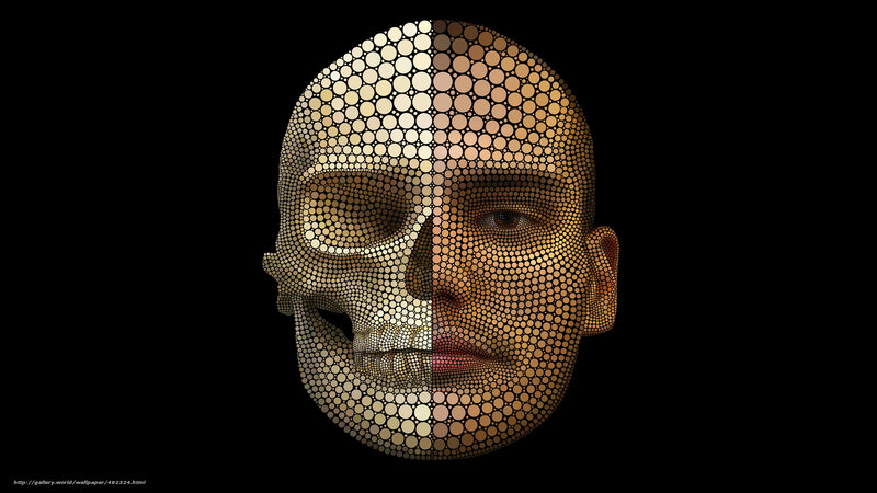 Human skull and face mosaic