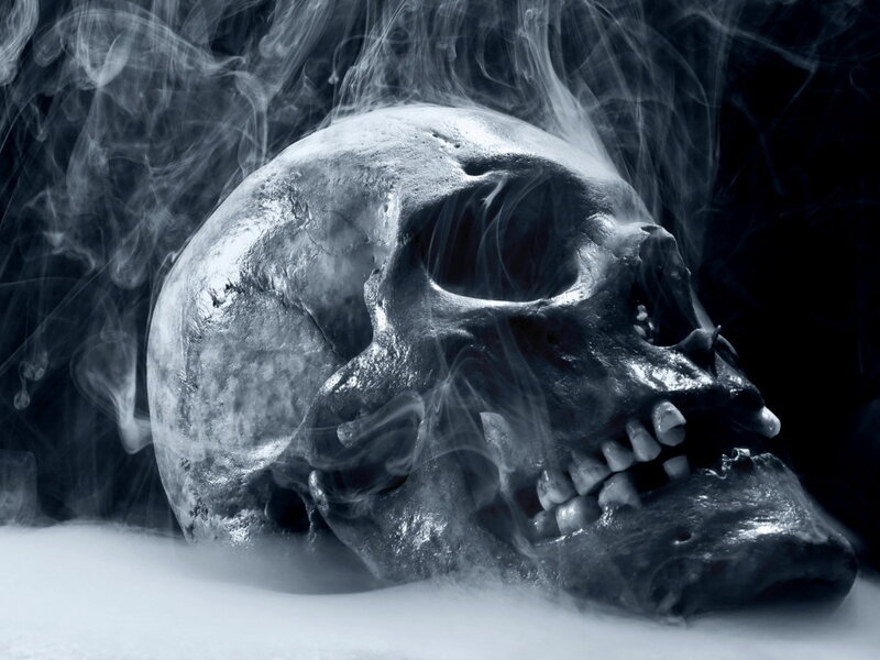 Human Skull in Smoke — Black, Dark