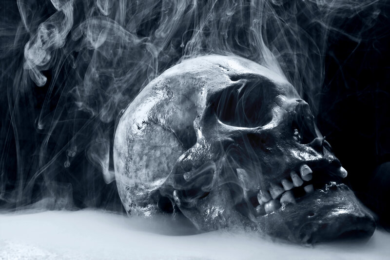 Human Skull in Smoke