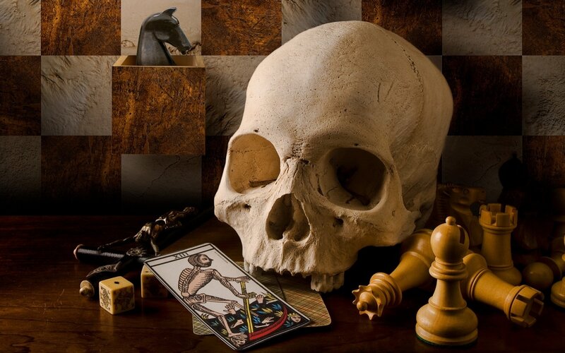 Human Skull on Table
