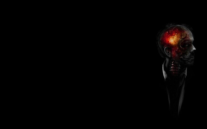Human Skull with Glowing Brain