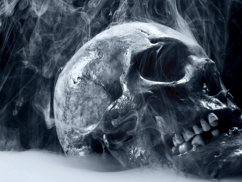 Human Skull with Smoke