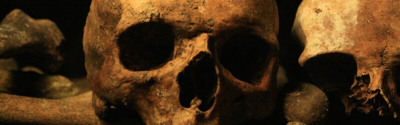 Human skulls in a crypt