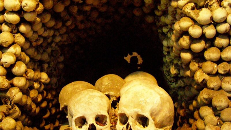 Human Skulls in Ossuary — Brown