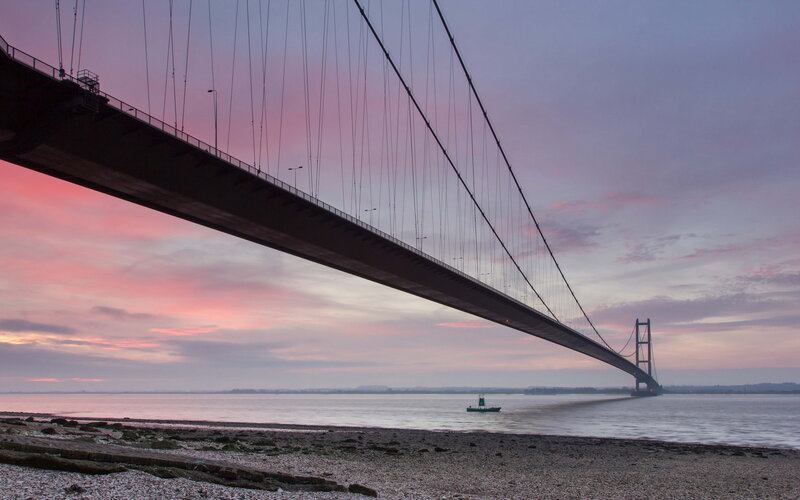 Humber Bridge at Dusk — Pink