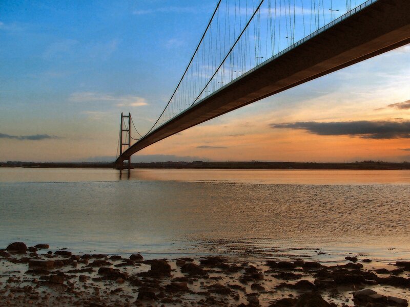 Humber Bridge at Sunset — Blue, Serene