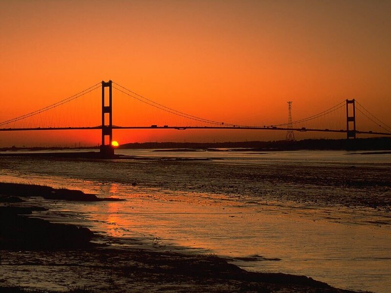 Humber Bridge at Sunset — Orange, Dramatic