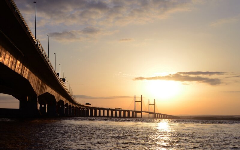Humber Bridge at Sunset — Orange, Serene