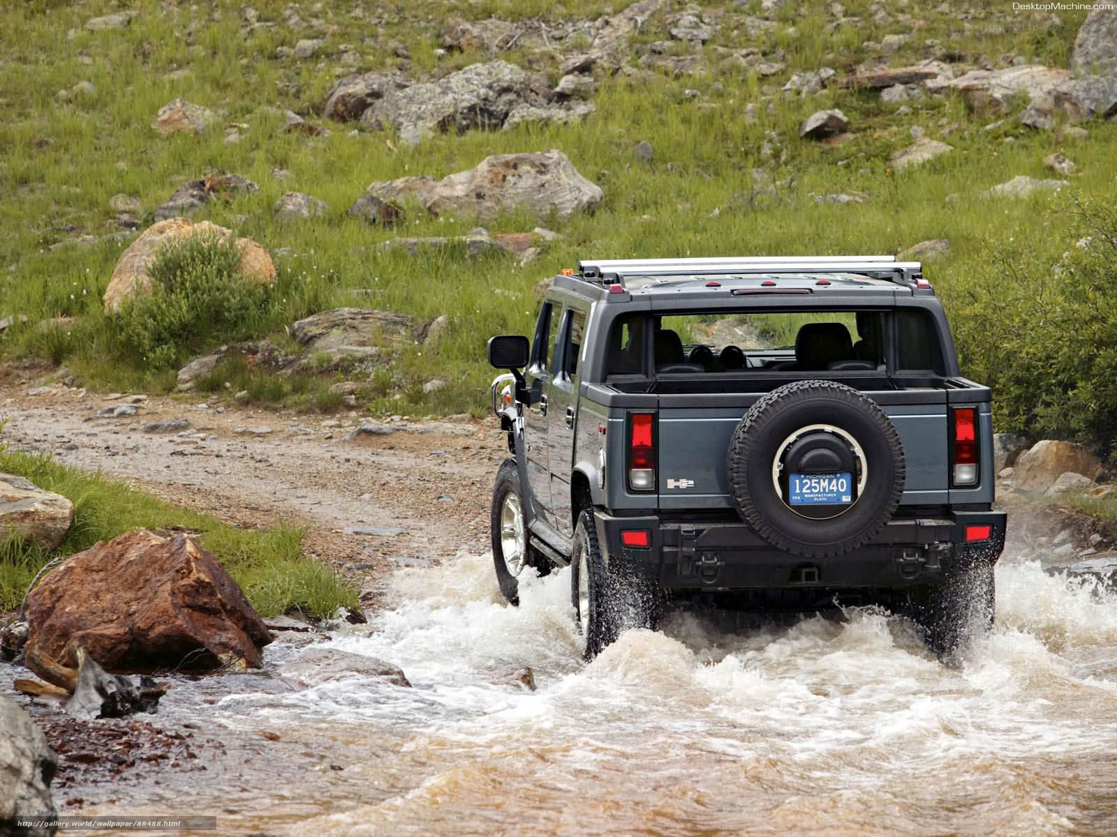 Hummer H2 crossing a river