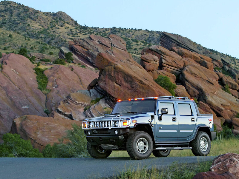 Hummer H2 in a rocky landscape
