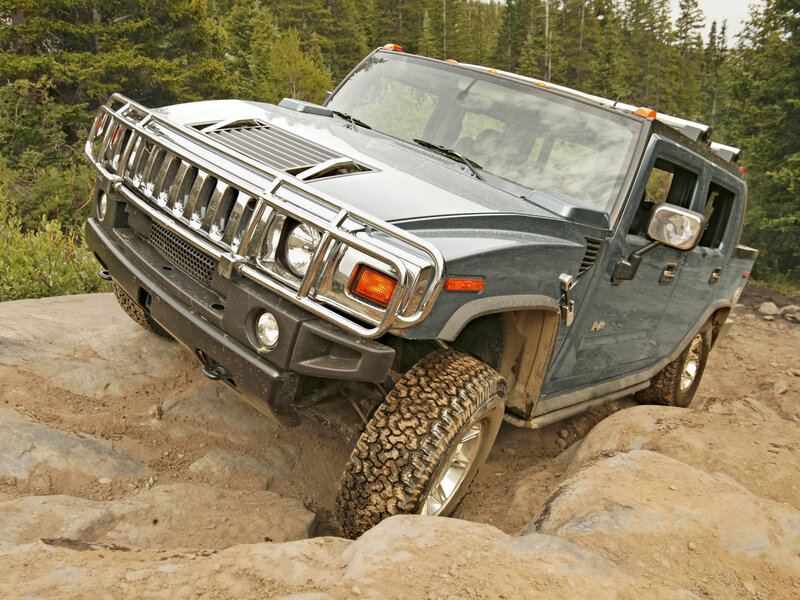 Hummer H2 on rocky terrain