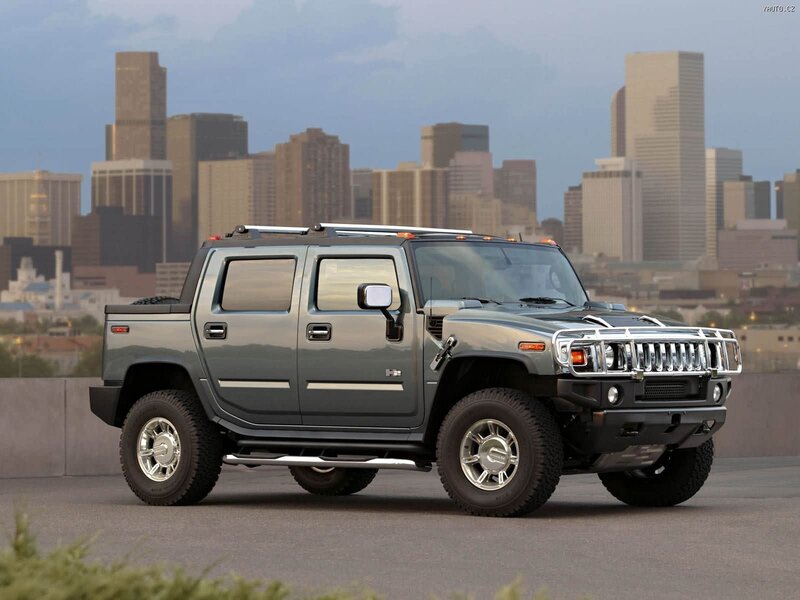 Hummer H2 Pickup Truck — Gray, Dramatic, Afternoon