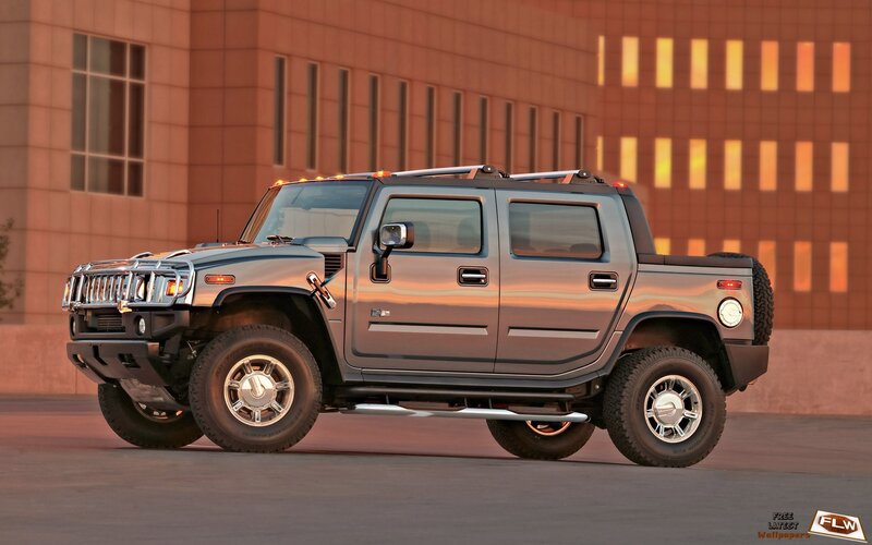 Hummer H2 Pickup Truck — Gray, Dramatic, Sunset, Photograph