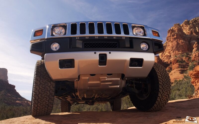 Hummer H2 SUV — Silver, Dramatic