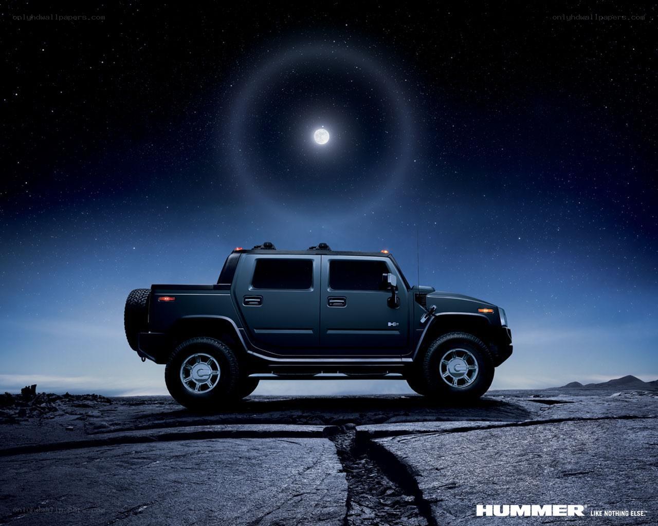 Hummer H2 under a starry sky