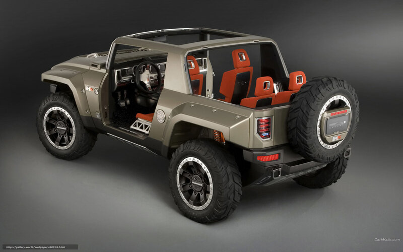 Hummer HX Concept Vehicle — Gray, Dramatic, 3d Render, Orange Seats