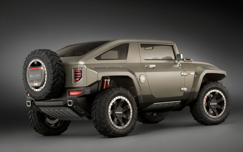 Hummer HX Concept Vehicle — Gray, Dramatic, 3d Render, Spare Tire, Off-road Tires, Side Mirror