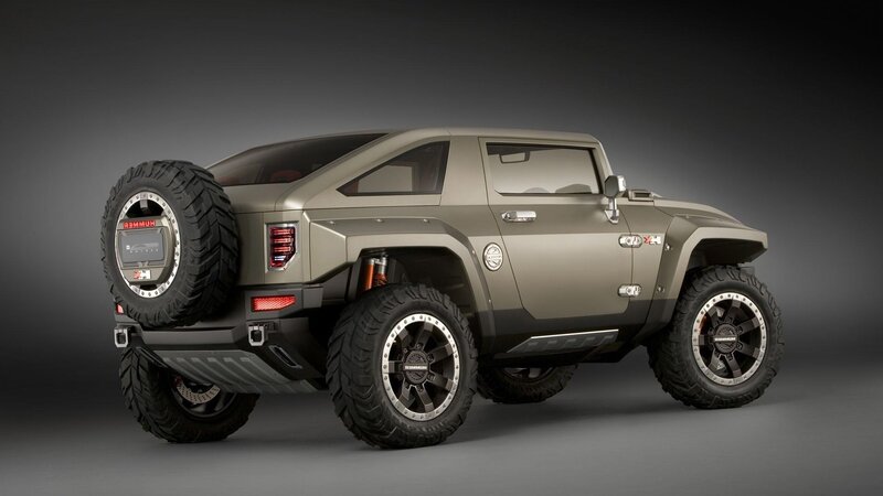 Hummer HX Concept Vehicle — Gray, Dramatic, 3d Render, Spare Tire
