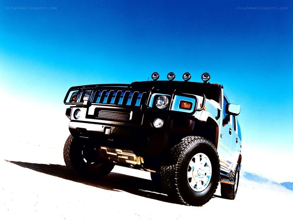 Hummer in desert landscape
