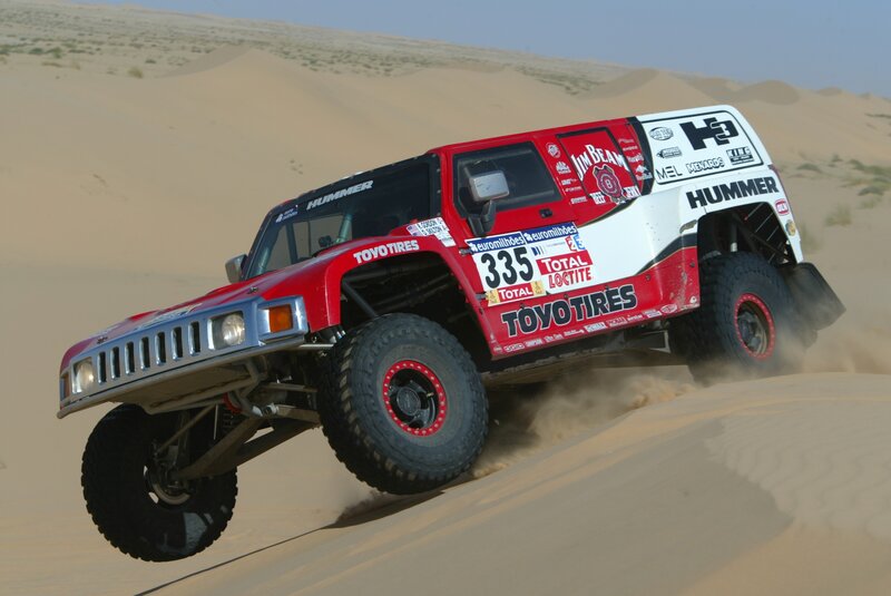 Hummer racing on sand dunes