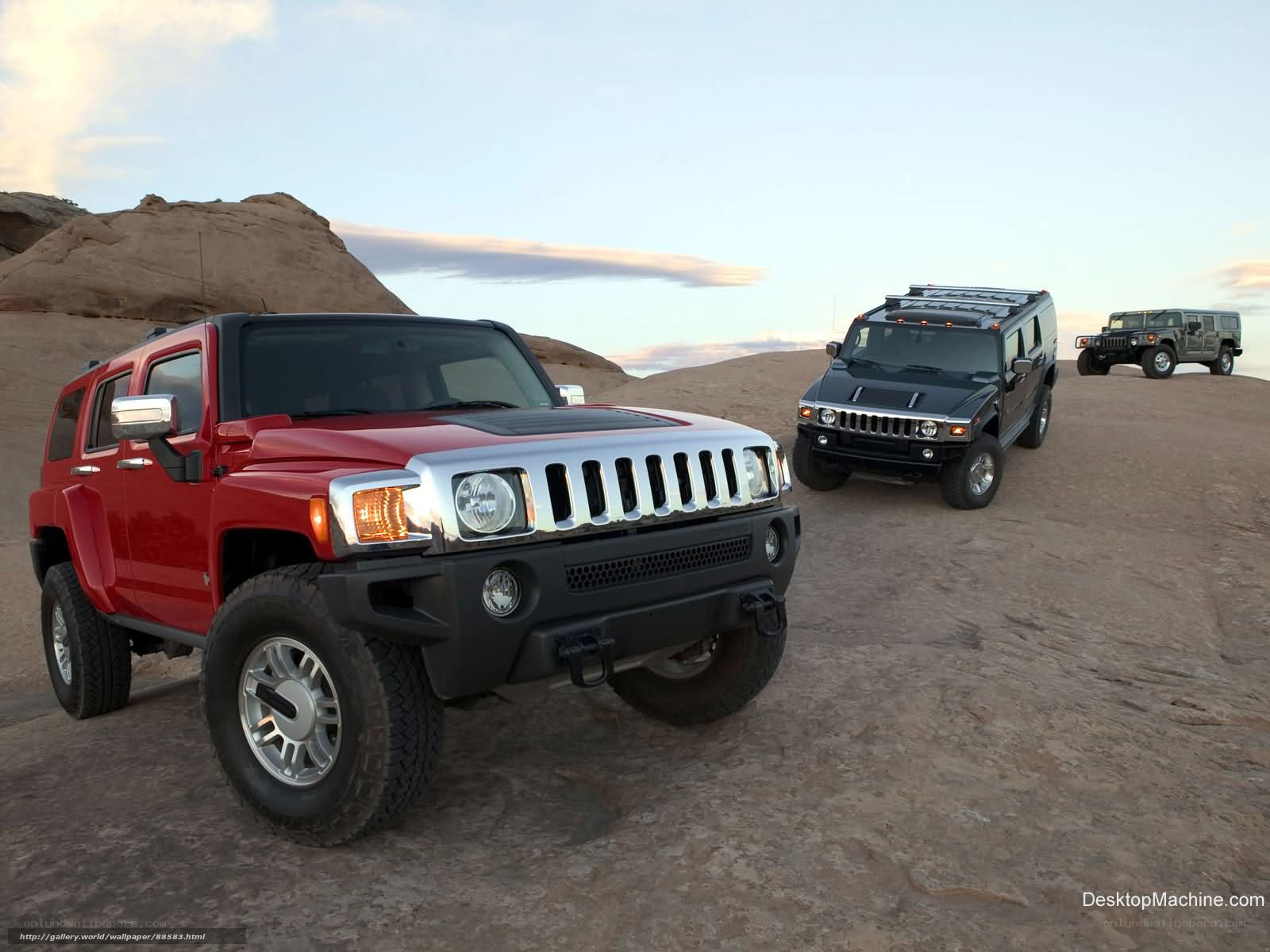 Hummer SUVs in desert