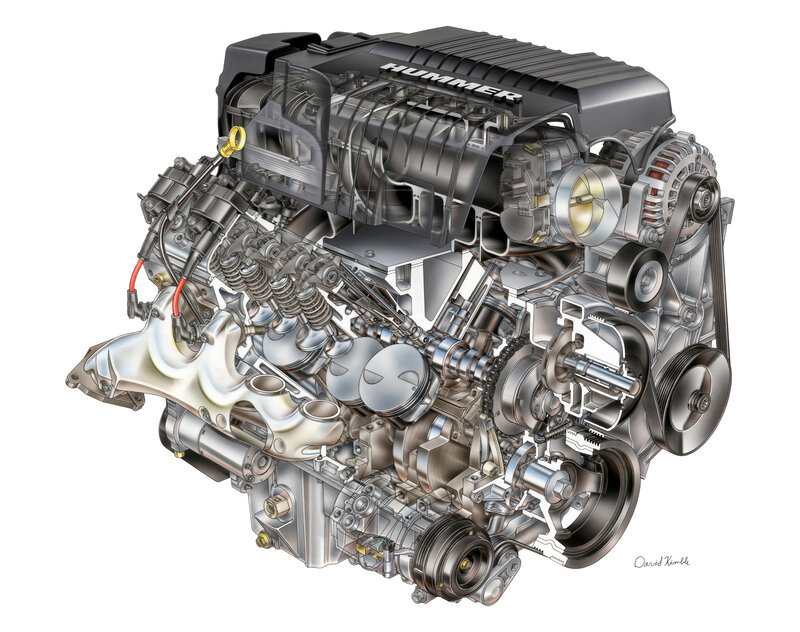 Hummer V8 engine cutaway